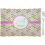 Pink & Green Geometric Glass Rectangular Appetizer / Dessert Plate (Personalized)