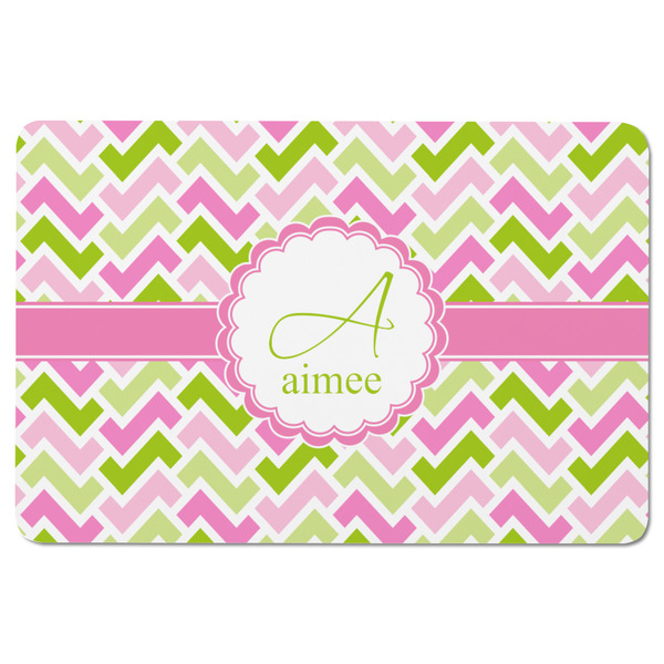 Pink & Green Geometric Rectangular Fridge Magnet - FRONT