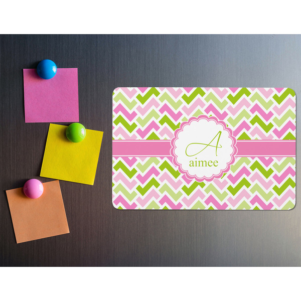 Pink & Green Geometric Rectangular Fridge Magnet - LIFESTYLE