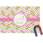 Pink & Green Geometric Rectangular Fridge Magnet (Personalized)