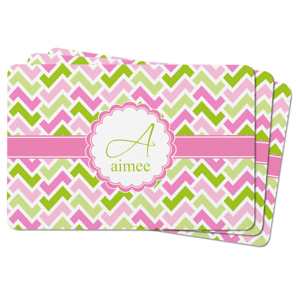 Pink & Green Geometric Rectangular Fridge Magnet - THREE