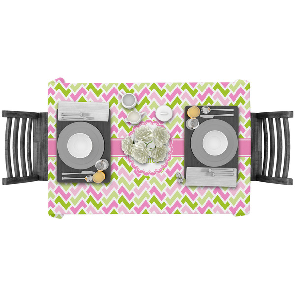 Pink & Green Geometric Rectangular Tablecloths - LIFESTYLE