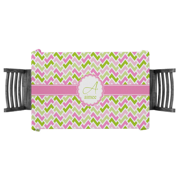 Custom Pink & Green Geometric Tablecloth - 58"x58" (Personalized)
