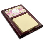 Pink & Green Geometric Red Mahogany Sticky Note Holder (Personalized)