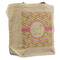 Pink & Green Geometric Reusable Cotton Grocery Bag - Front View