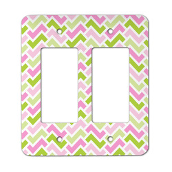 Pink & Green Geometric Rocker Style Light Switch Cover - Two Switch