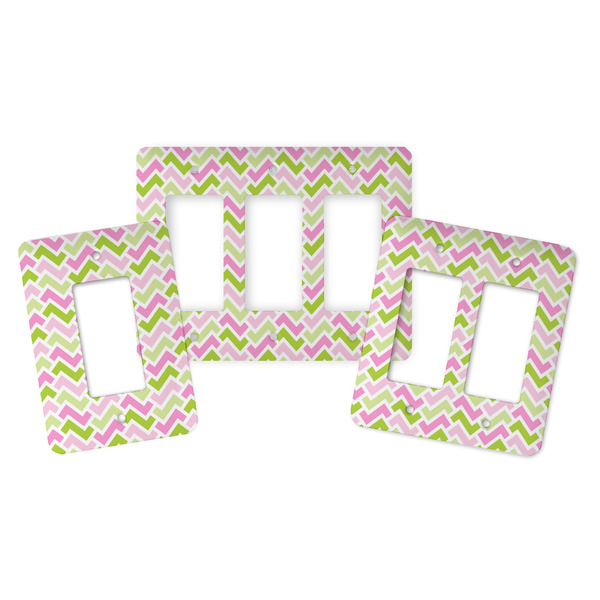 Pink & Green Geometric Rocker Light Switch Covers - Parent - ALL VARIATIONS