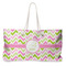 Pink & Green Geometric Large Rope Tote Bag - Front View
