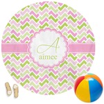 Pink & Green Geometric Round Beach Towel (Personalized)