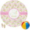 Pink & Green Geometric Round Beach Towel (Personalized)