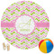 Pink & Green Geometric Round Beach Towel (Personalized)