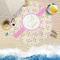 Pink & Green Geometric Round Beach Towel Lifestyle