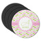Pink & Green Geometric Round Rubber Backed Coasters - Set of 4 (Personalized)