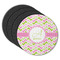 Pink & Green Geometric Round Rubber Backed Coasters - Set of 4 (Personalized)