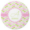 Pink & Green Geometric Round Coaster Rubber Back - Single