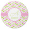 Pink & Green Geometric Round Rubber Backed Coaster (Personalized)