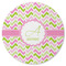 Pink & Green Geometric Round Rubber Backed Coaster (Personalized)