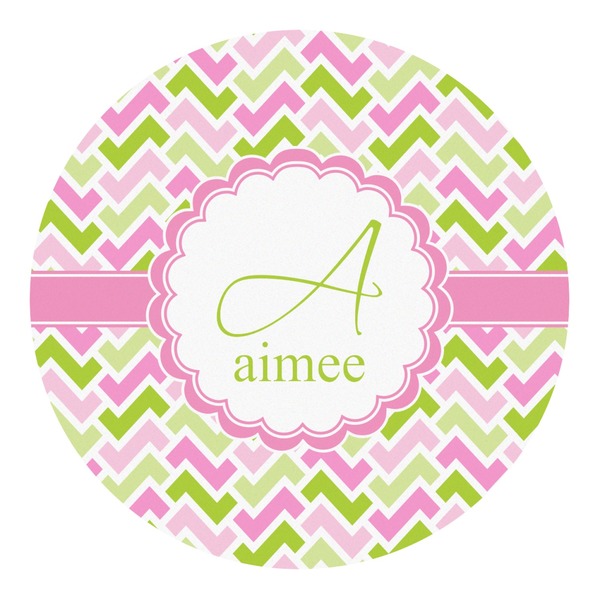 Custom Pink & Green Geometric Round Decal - Large (Personalized)