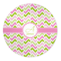 Pink & Green Geometric 5' Round Indoor Area Rug (Personalized)