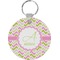 Pink & Green Geometric Round Plastic Keychain (Personalized)