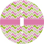 Pink & Green Geometric Round Light Switch Cover