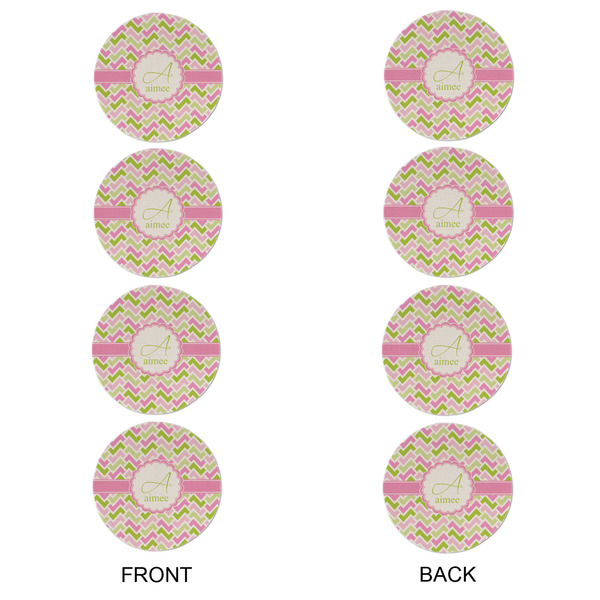 Pink & Green Geometric Round Linen Placemats - APPROVAL Set of 4 (double sided)