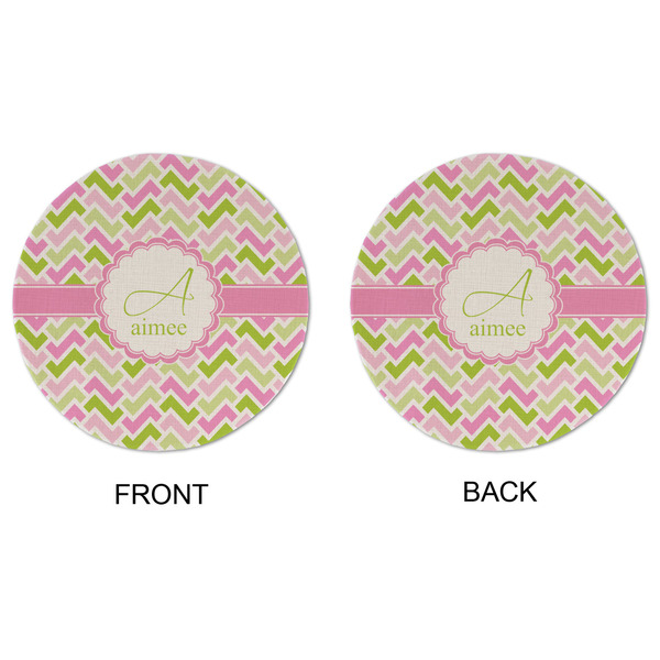 Pink & Green Geometric Round Linen Placemats - APPROVAL (double sided)