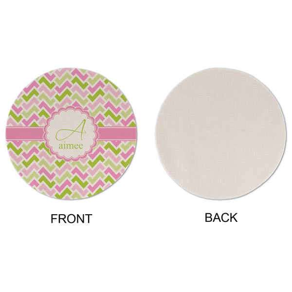 Pink & Green Geometric Round Linen Placemats - APPROVAL (single sided)