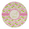 Pink & Green Geometric Round Linen Placemats - FRONT (Double Sided)