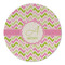 Pink & Green Geometric Round Linen Placemats - FRONT (Single Sided)