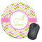 Pink & Green Geometric Round Mouse Pad