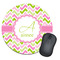 Pink & Green Geometric Round Mouse Pad (Personalized)