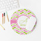 Pink & Green Geometric Round Mousepad - LIFESTYLE 2