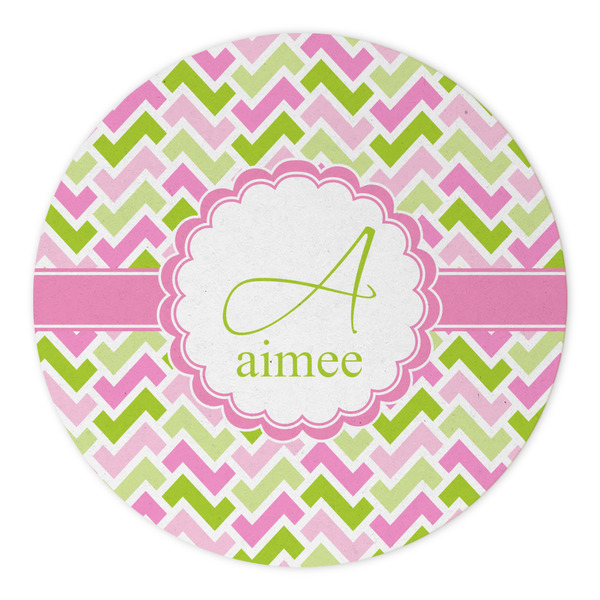 Pink & Green Geometric Round Paper Coaster - Approval
