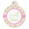 Pink & Green Geometric Round Pet ID Tag - Large - Front