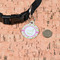 Pink & Green Geometric Round Pet ID Tag - Small - In Context
