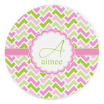 Pink & Green Geometric Round Stone Trivet (Personalized)