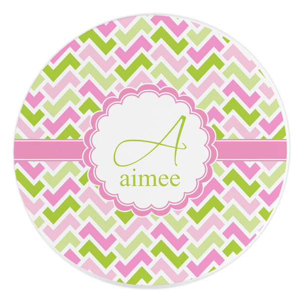 Custom Pink & Green Geometric Round Stone Trivet (Personalized)