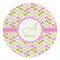 Pink & Green Geometric Round Stone Trivet - Front View