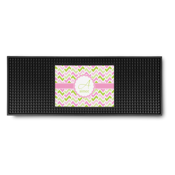 Custom Pink & Green Geometric Rubber Bar Mat (Personalized)