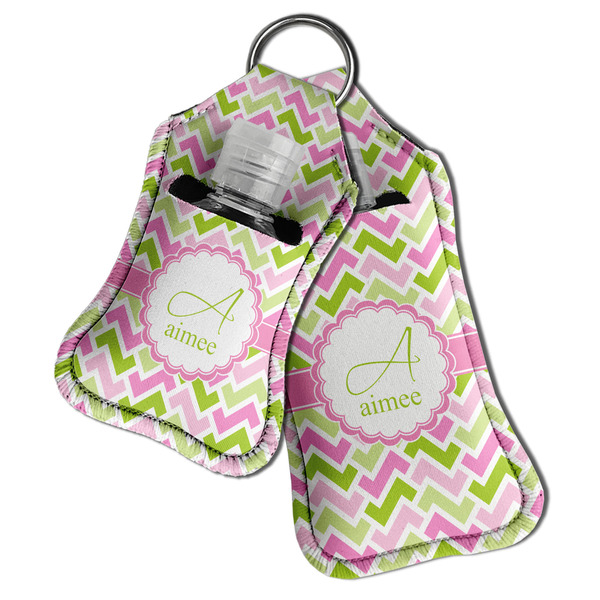 Pink & Green Geometric Sanitizer Holder Keychain - Both in Case (PARENT)