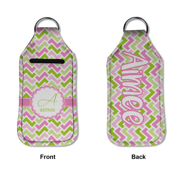 Pink & Green Geometric Sanitizer Holder Keychain - Large APPROVAL (Flat)