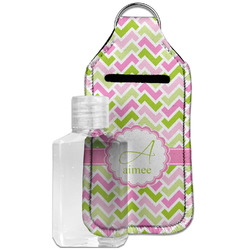 Pink & Green Geometric Hand Sanitizer & Keychain Holder - Large (Personalized)