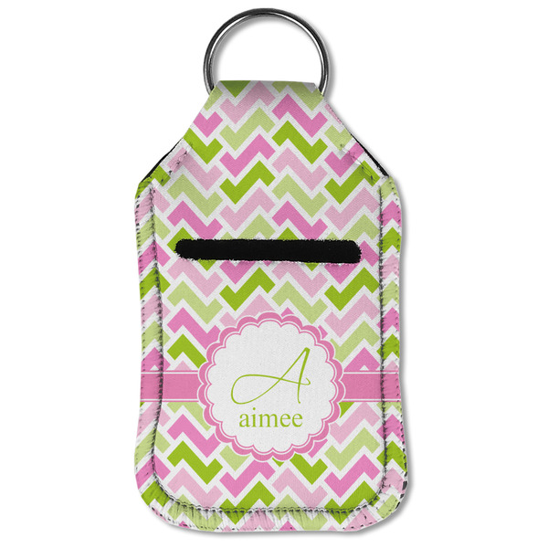 Pink & Green Geometric Sanitizer Holder Keychain - Small (Front Flat)