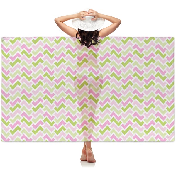 Custom Pink & Green Geometric Sheer Sarong