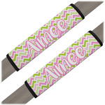 Pink & Green Geometric Seat Belt Covers (Set of 2) (Personalized)
