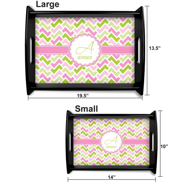 Pink & Green Geometric Serving Tray Black Sizes