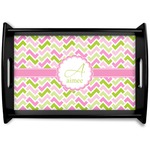 Pink & Green Geometric Black Wooden Tray - Small (Personalized)