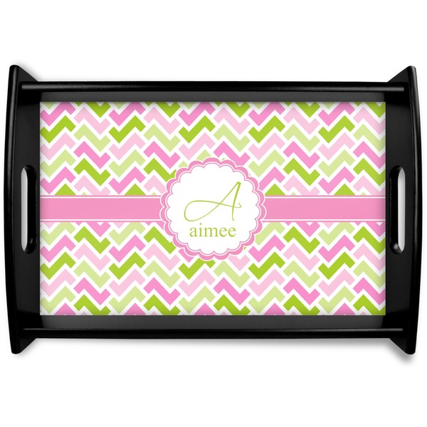 Custom Pink & Green Geometric Wooden Tray (Personalized)