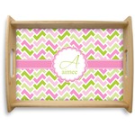 Pink & Green Geometric Natural Wooden Tray - Large (Personalized)